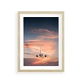 Plakat w ramie 30x40 - Podróż w Kierunku Słońca - samolot, samolot w powietrzu - rama drewno