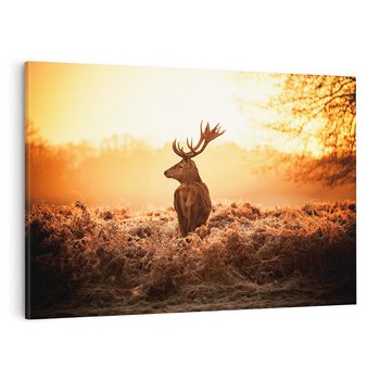 Obraz na płótnie 120x80 - Magia jesiennego słońca: Jeleń w promieniach - jeleń, jesień