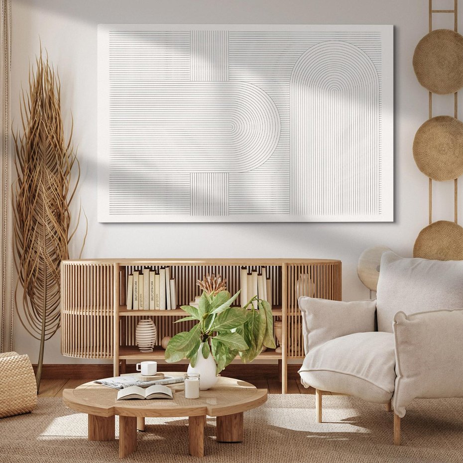 Obraz na płótnie 70x50 - Geometryczna Elegancja Mid Century - mid century, minimalizm