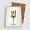 Plakat w ramie 50x70 - Limonkowy drink w letnim stylu - drink, limonka - rama drewno