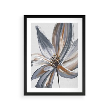 Plakat w ramie 40x50 - Olejne kwiaty - wyraz emocji - kwiaty, malowane - rama czarna