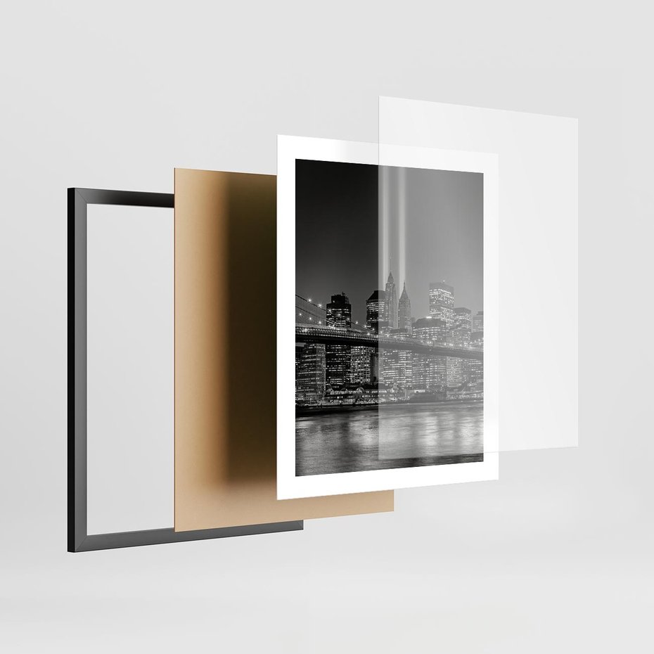 Plakat w ramie 40x50 - Miasto ożywione nocą - miasto, noc - rama czarna