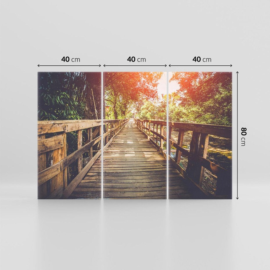 Obraz na płótnie 120x80 - Optyczne wrażenie na drewnianym moście - most, drewniany