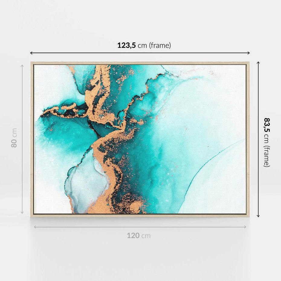 Obraz w ramie 120x80 - Elegancja i Subtelność - marmur, złoto - rama drewno