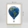 Plakat w ramie 50x70 - Podróżniczy balon nad ziemią - balon, ziemia - rama drewno
