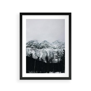 Plakat w ramie 40x50 - Zimowe Uroki Gór - góry ośnieżone, krajobraz górski - rama czarna