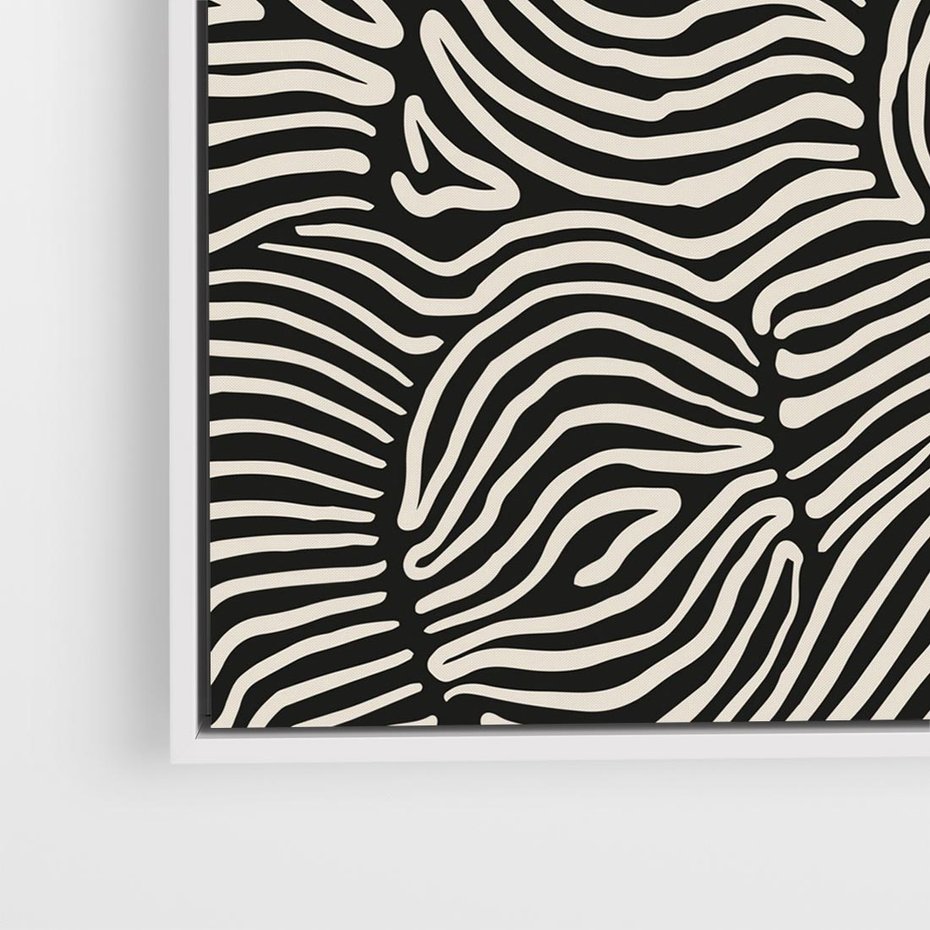 Obraz w ramie 50x50 - Harmonijne Kształty - abstrakcyjne ryciny, czarno biały - rama biała