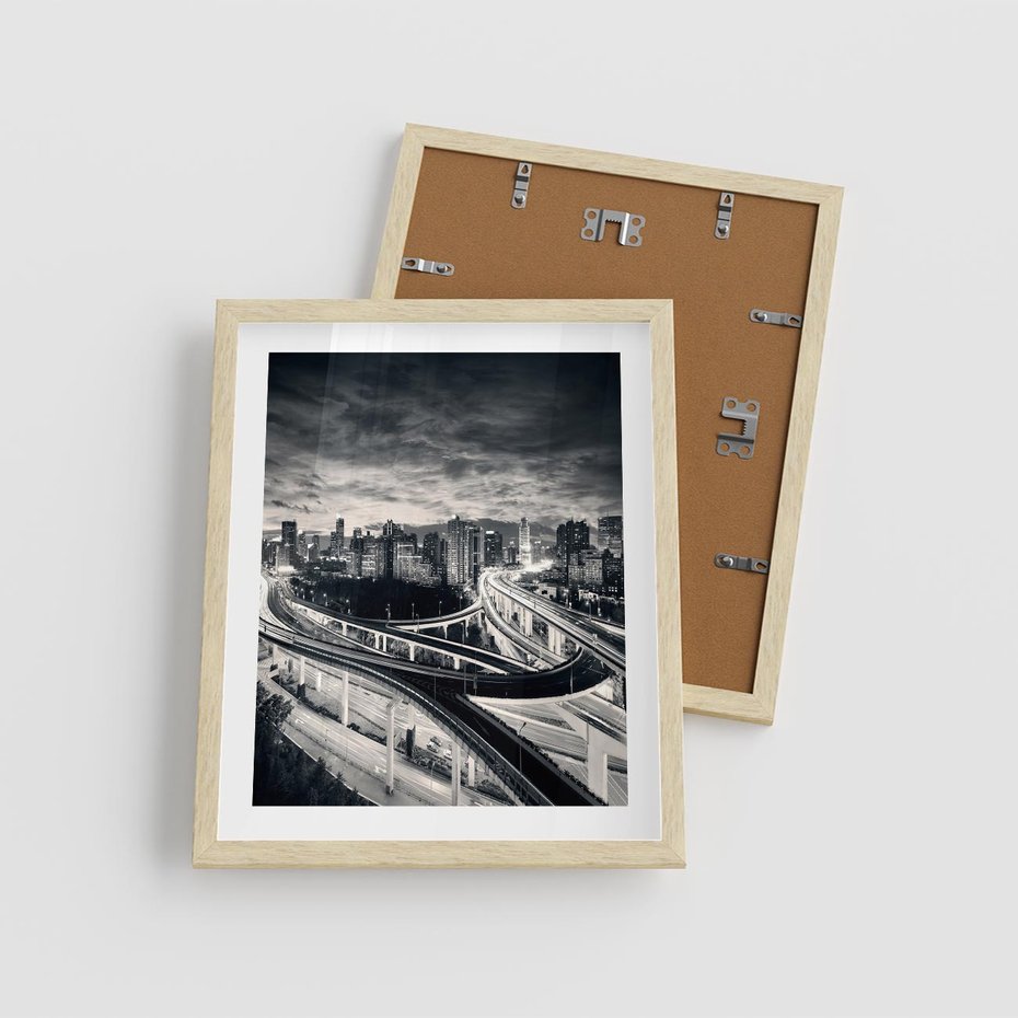 Plakat w ramie 40x50 - Miejska Symfonia - miasto, nocą - rama drewno