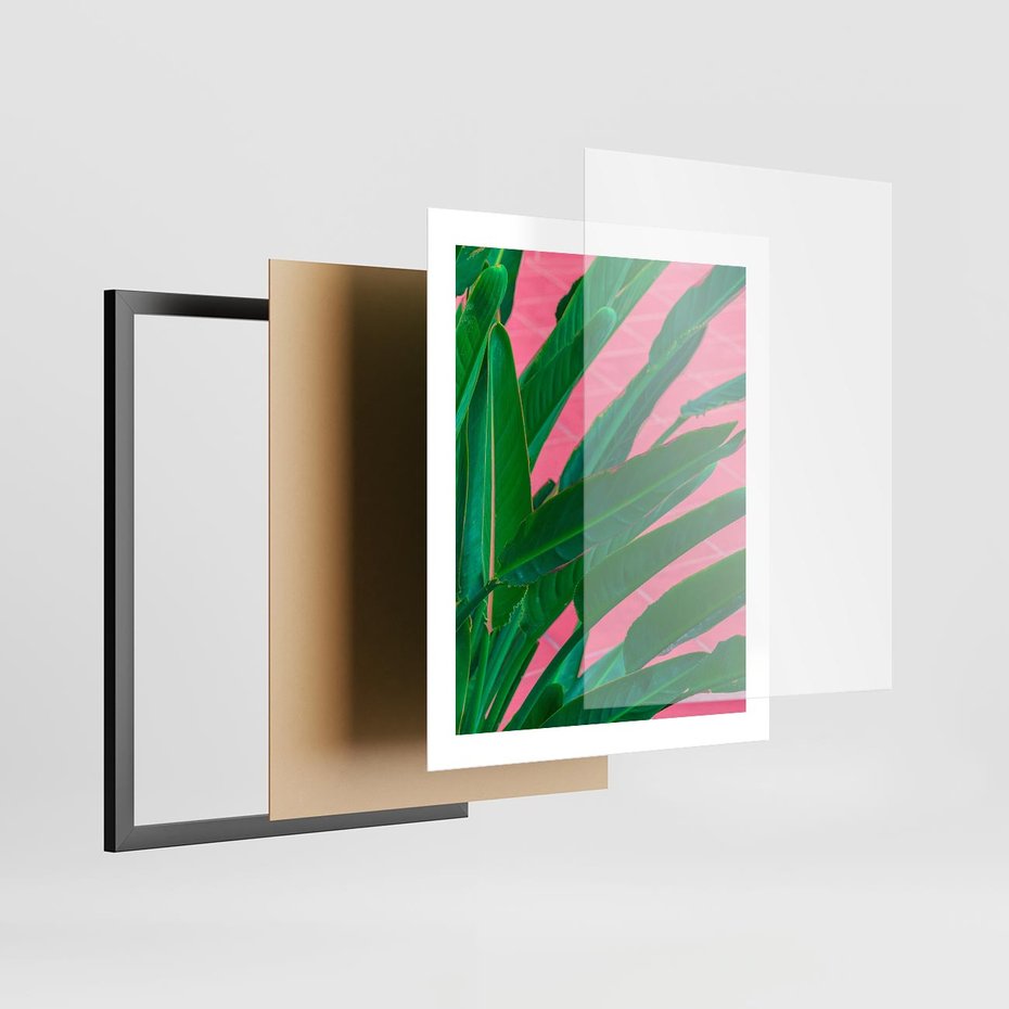 Plakat w ramie 40x50 - Odezwij się do przeszłości - liście, retro - rama czarna