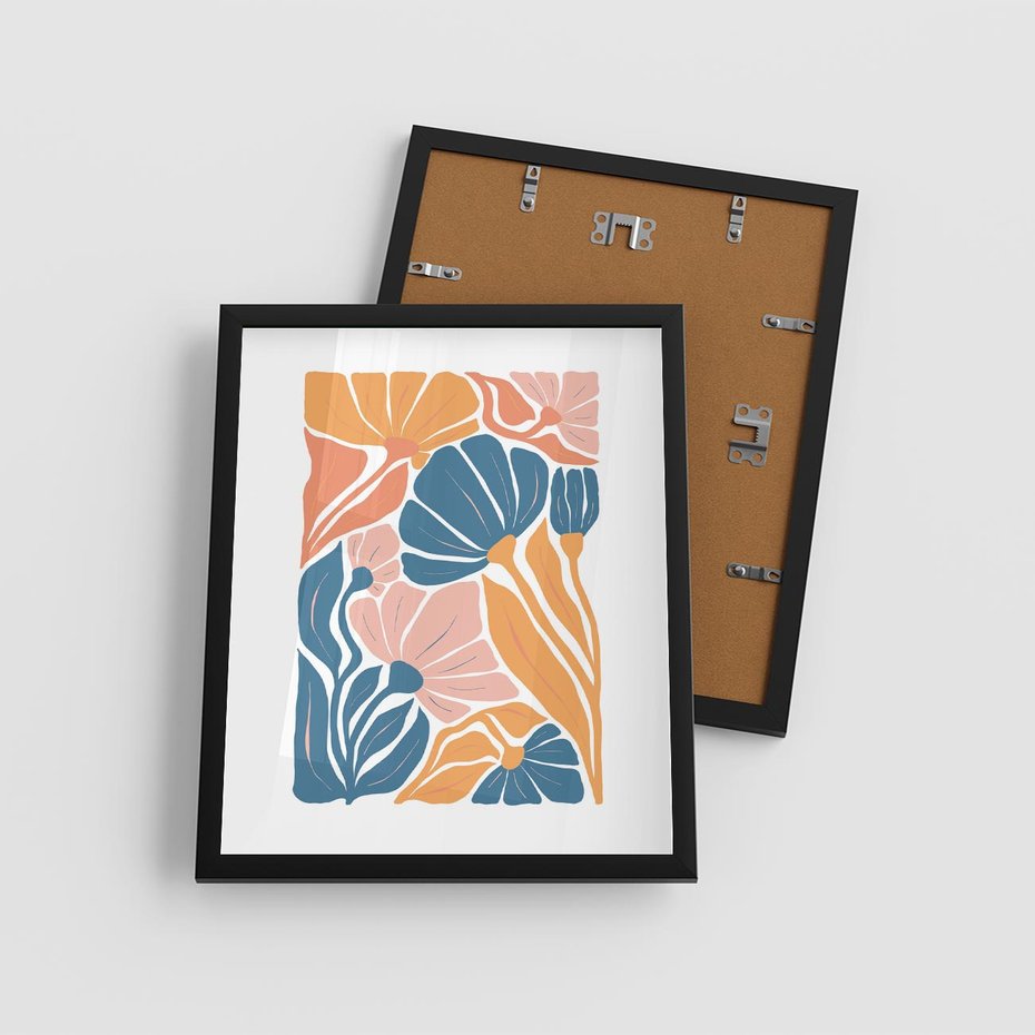 Plakat w ramie 40x50 - Wibracje Kolorowych Wiatrów - kwiaty, pastelowe kolory - rama czarna