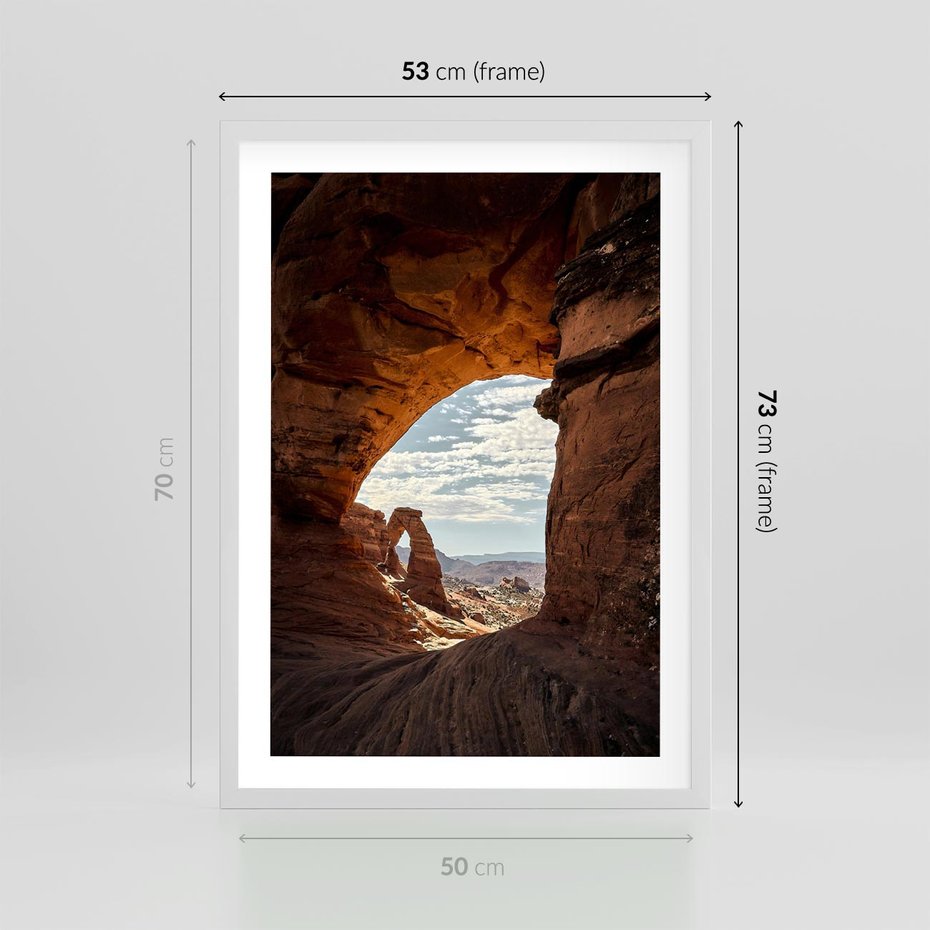 Plakat w ramie 50x70 - Magia pustynnego kanionu - pustynia, kanion - rama biała
