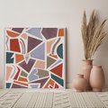 Obraz w ramie 80x80 - Intrygujące Rozbicie - gemoetryczne kształty, mozaika - rama biała