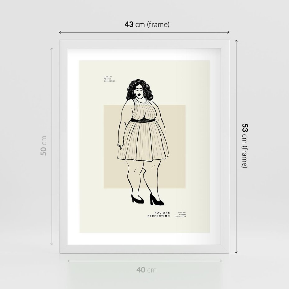 Plakat w ramie 40x50 - Ekspresja Wewnętrznych Emocji - kobieta, samoakceptacja - rama biała