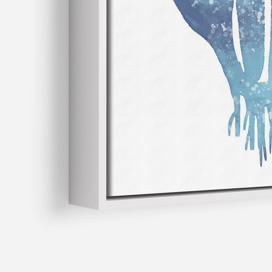 Obraz w ramie 50x70 - Akwarelowy Błękit - pastelowy, abstrakcyjny plakat - rama biała