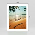 Plakat bez ramy 40x50 - Tropikalna plaża i huśtawka - plaża, tropiki