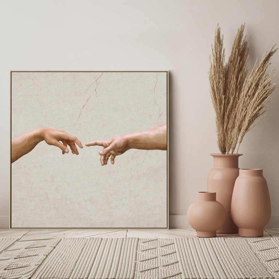 Obraz w ramie 80x80 - Antyczna Twórczość - inspiracja, Michał Anioł - rama drewno