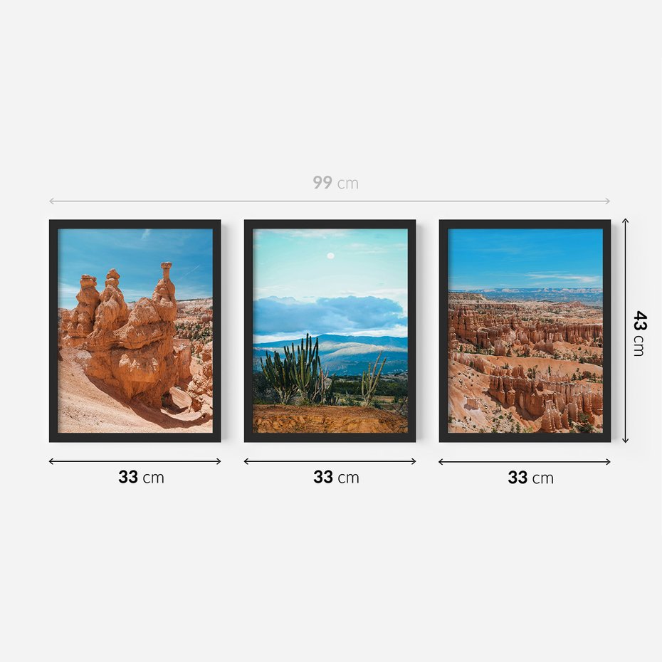 Zestaw obrazy w ramie 30x40 galeria - Kanion, pustynia, widok, pejzaż - rama czarna