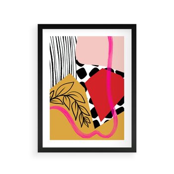 Plakat w ramie 40x50 - Wnętrza Form - abstrakcyjna kompozycja, różne tekstury - rama czarna