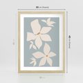 Plakat w ramie 30x40 - Błękit Kwiatów - kwiaty, nowoczesne i minimalistyczne - rama drewno
