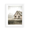 Plakat w ramie 40x50 - Ciepła Atmosfera - dom, stary dom w górach - rama biała
