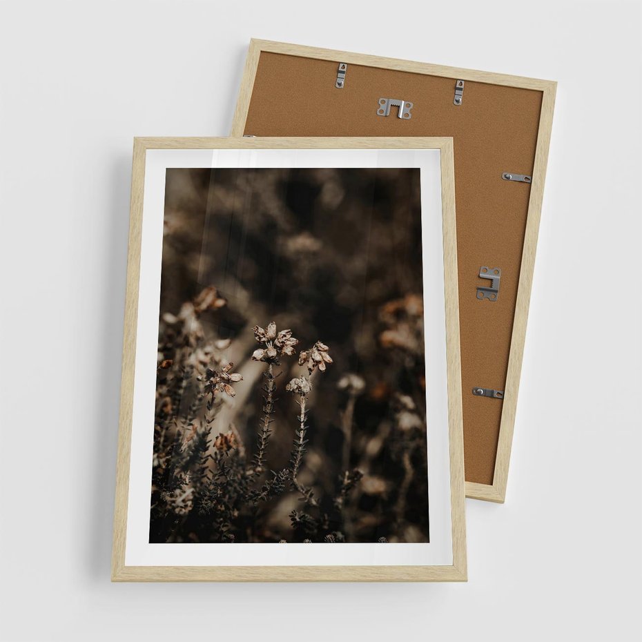 Plakat w ramie 50x70 - Jesienny Urok - suche trawy, jesienny pejzaż - rama drewno