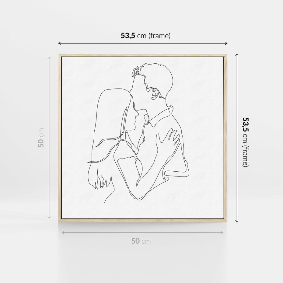 Obraz w ramie 50x50 - Bezgraniczne Przenikanie - para zakochanych, kobieta i mężczyzna - rama drewno