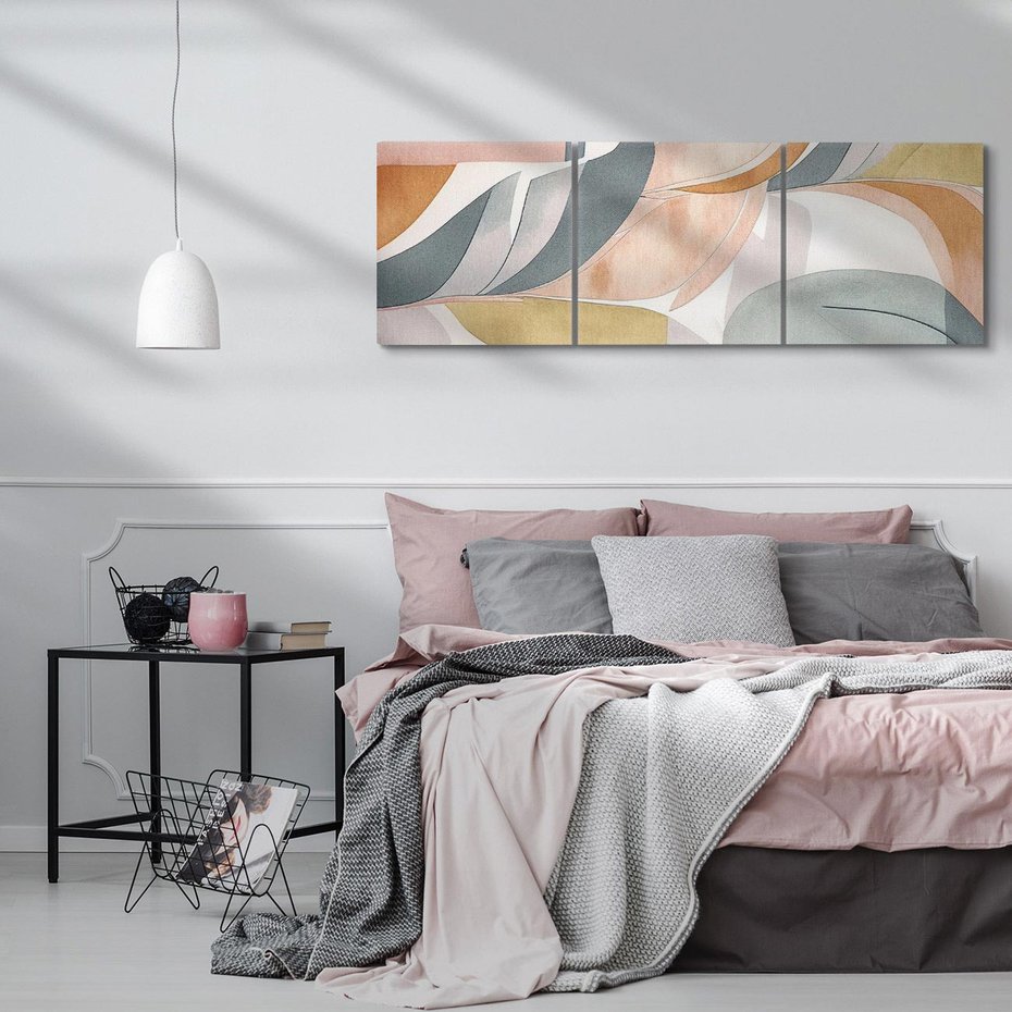 Obraz na płótnie 120x40 - Beżowe Akwarele - pastelowe akwarele, kształty