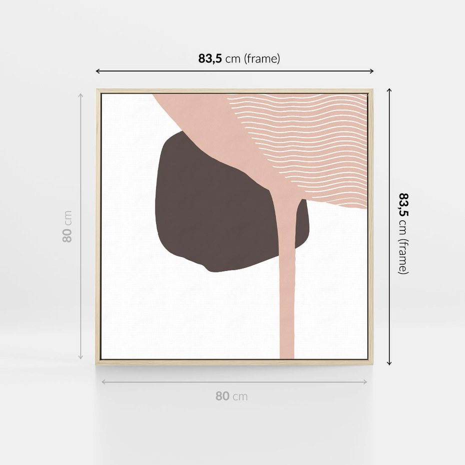 Obraz w ramie 80x80 - Wibracje Odbić Plam - abstrakcyjny obraz, rozlewające się plamy - rama drewno