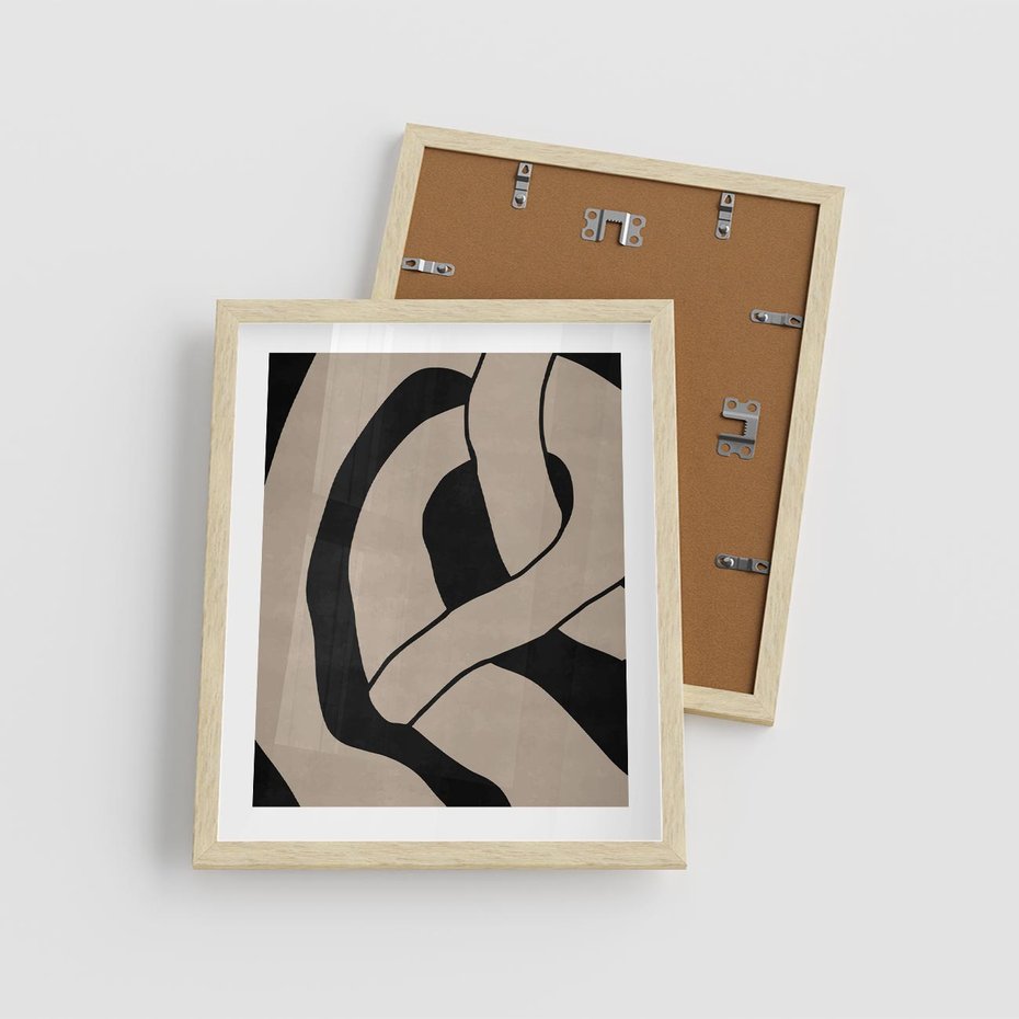 Plakat w ramie 40x50 - Obce Wariacje - abstrakcyjne linie, mroczny plakat - rama drewno