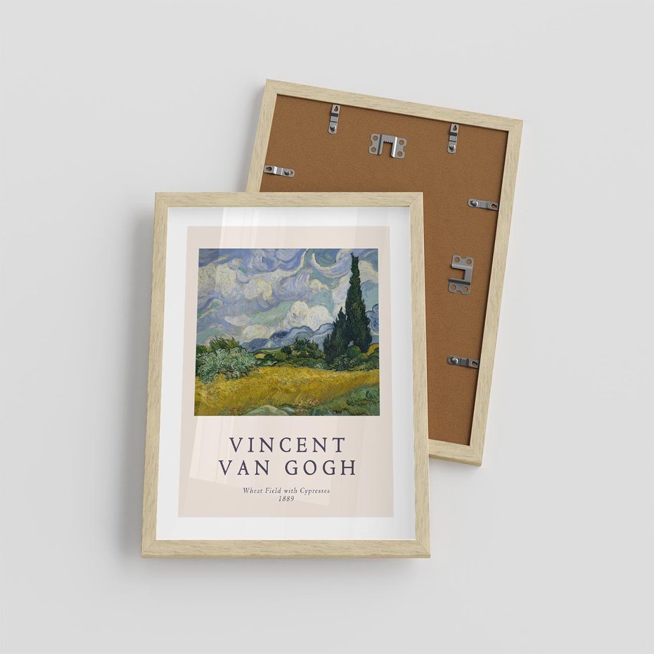 Plakat w ramie 30x40 - Pole z Cyprysami - reprodukcja obrazu, van gogh - rama drewno