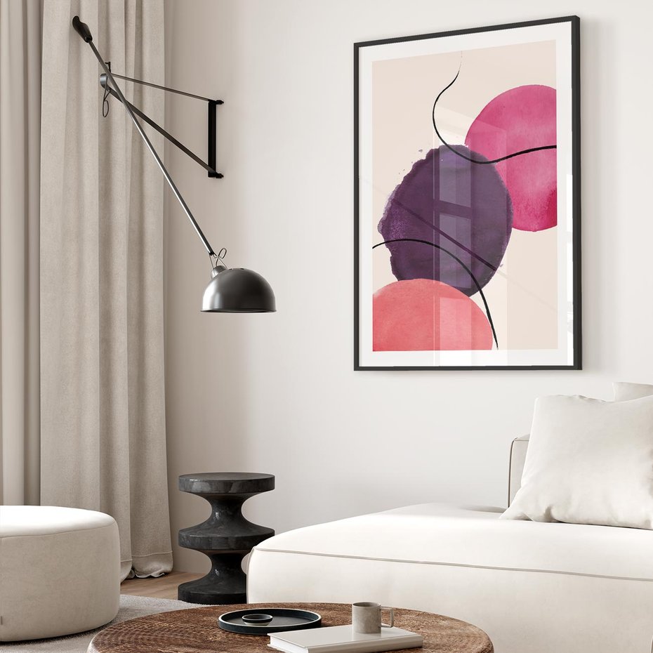 Plakat bez ramy 50x70 - Migotliwe Widzenia - abstrakcyjne akwarelowe plamy, nieregularne linie