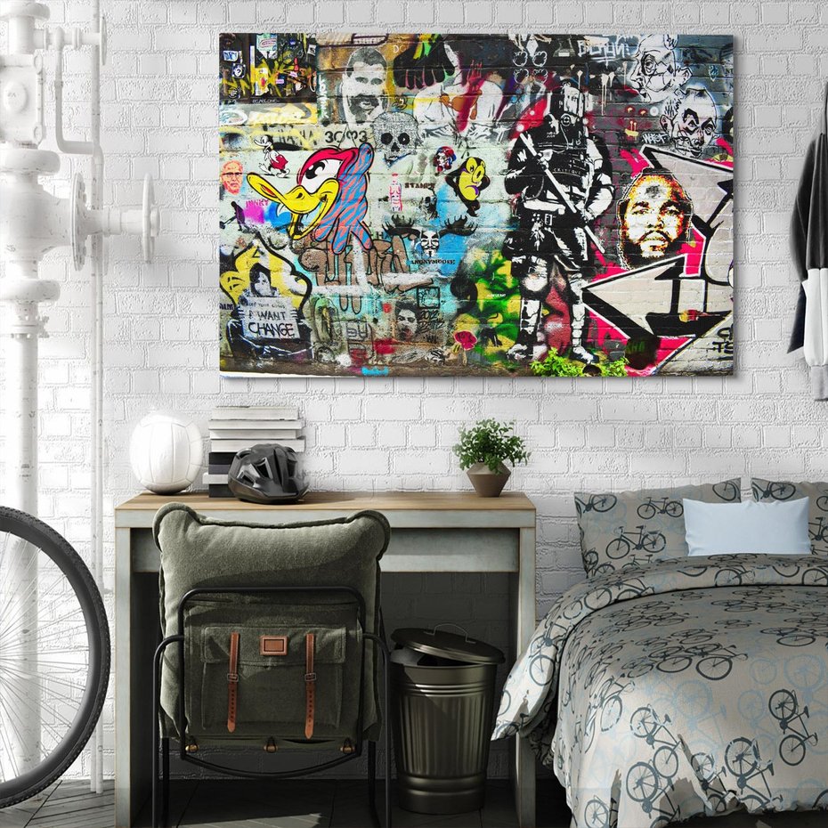 Obraz na płótnie 100x70 - Energiczne wybuchy graffiti - graffiti