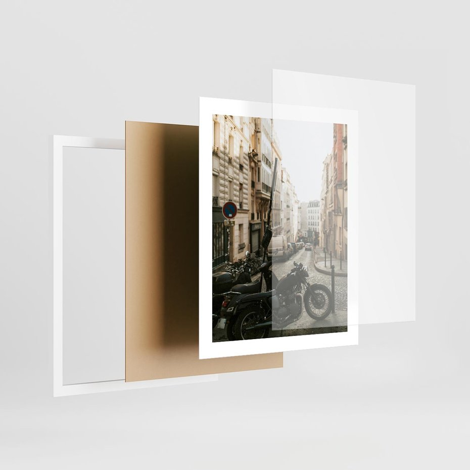 Plakat w ramie 40x50 - Ducha Przygody - motor, uliczka - rama biała