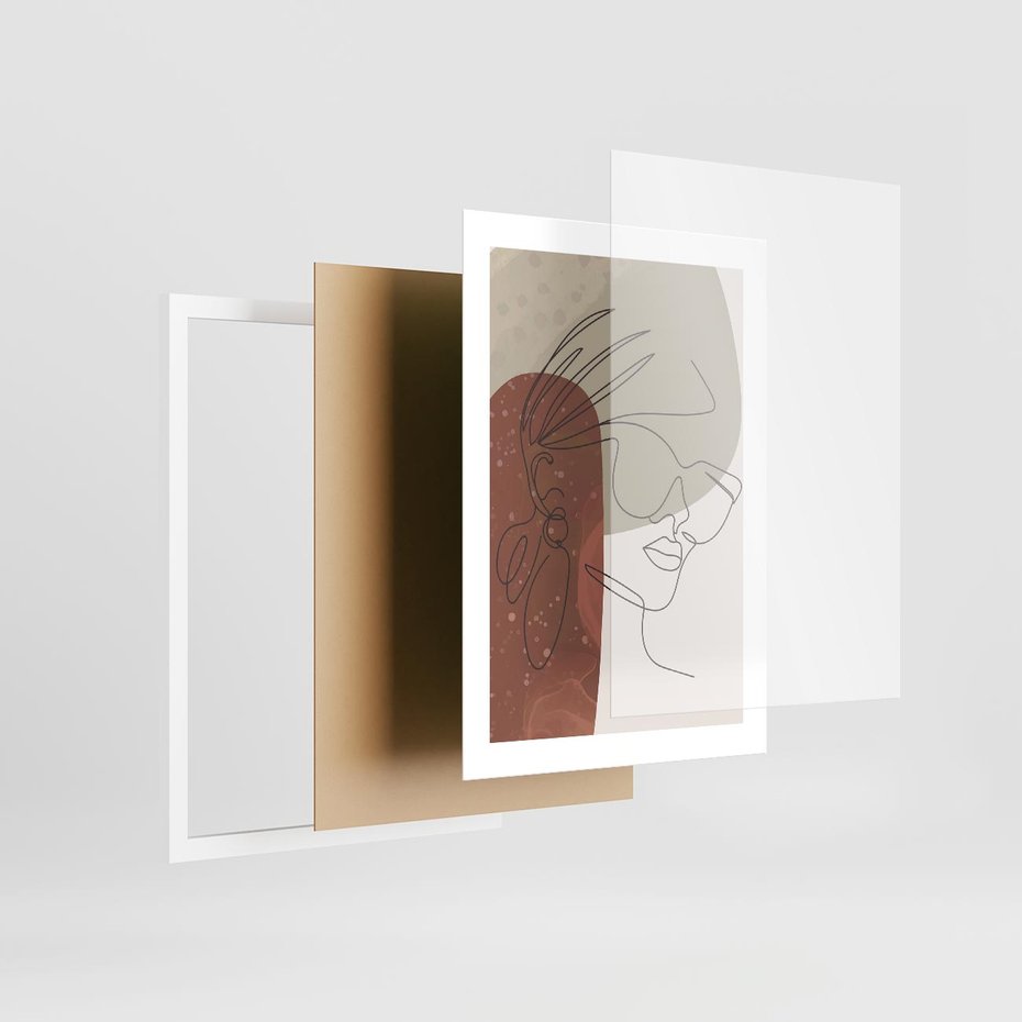 Plakat w ramie 30x40 - Kreatywność na Tle Plam - abstrakcyjna grafika, plamy - rama biała