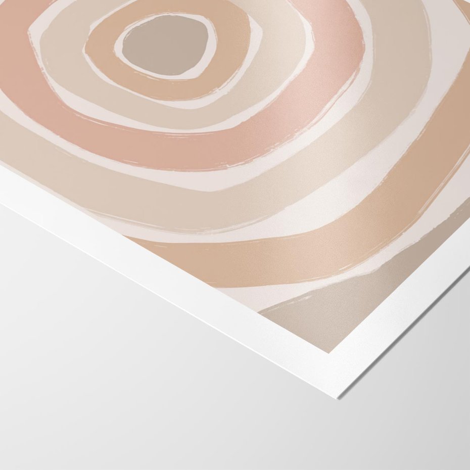 Plakat bez ramy 40x50 - Roztopione Granice - abstakcyjne koła, delikatne odcienie beżu