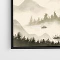 Obraz w ramie 70x50 - Przyroda Japonii - japońska akwarela, góry - rama czarna
