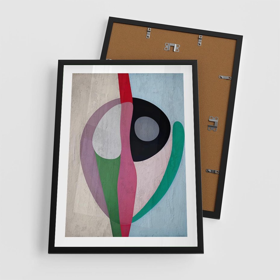 Plakat w ramie 50x70 - Wibracje Kolorów Marzeń - abstrakcyjne dziwne kształty, olejny obraz - rama czarna