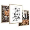 Zestaw obrazy w ramie 30x40 galeria - Jesień, rower, typografia, napis - rama drewno