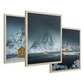 Zestaw obrazy w ramie 30x40 galeria - Skandynawia, Norwegia, góry, domek - rama drewno