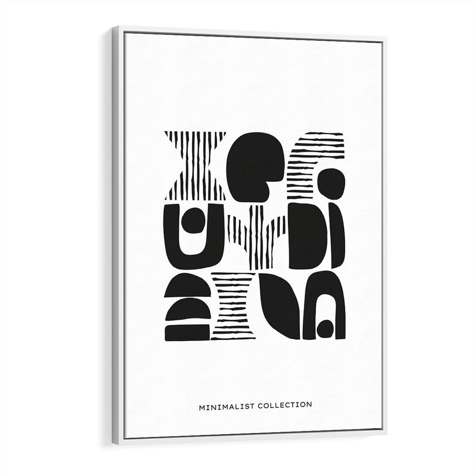 Obraz w ramie 50x70 - Taniec Dziwacznych Kresek - minimalistyczny plakat, czarno biały - rama biała