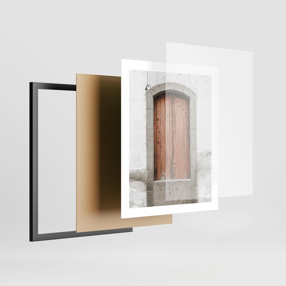 Plakat w ramie 40x50 - Śródziemnomorskie Drzwi Czasu - fotografia starych drzwi, śródziemnomorska architektura - rama czarna