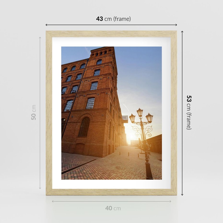 Plakat w ramie 40x50 - Perspektywa uliczki - uliczka, perspektywa - rama drewno