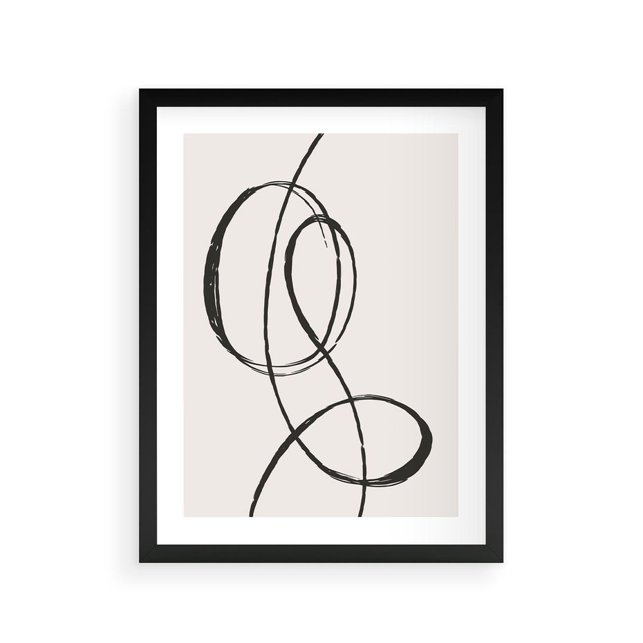 Plakat w ramie 30x40 - Zaklęte Linie - abstrakcyjne szkicowane linie, minimalizm - rama czarna