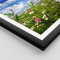 Plakat w ramie 30x40 - Niebiańska łąka pełna kwiatów - łąka, niebo - rama czarna