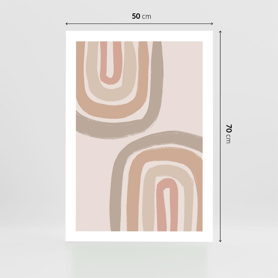 Plakat bez ramy 50x70 - Migotliwe Tęczowe Przestrzenie - abstakcyjne tęcze, delikatne odcienie beżu