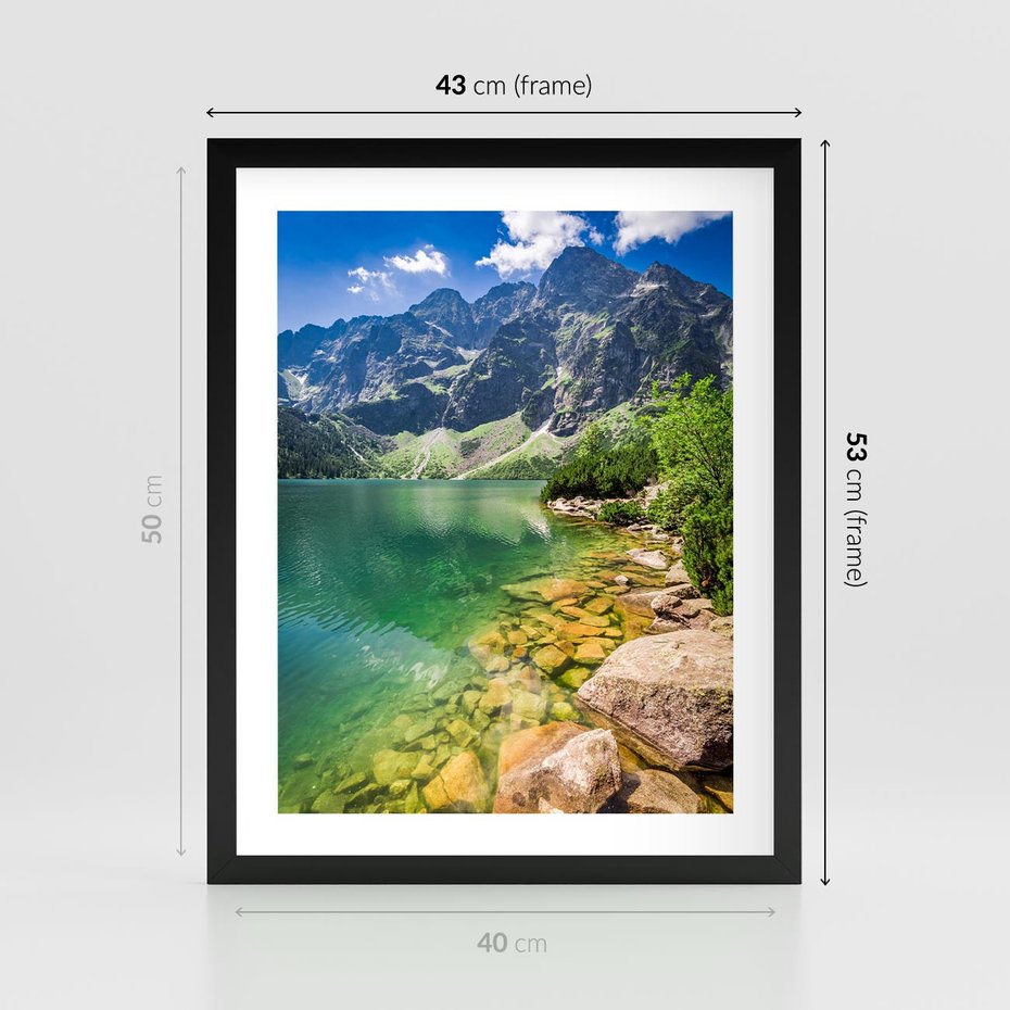 Plakat w ramie 40x50 - Mistyczne Połączenie - jezioro, góry - rama czarna