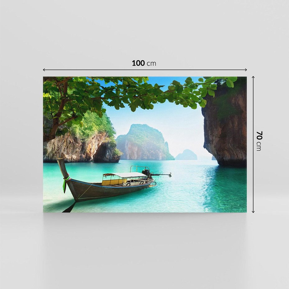 Obraz na płótnie 100x70 - Tajlandia - sielanka łodzi nad morzem - Tajlandia, łódź