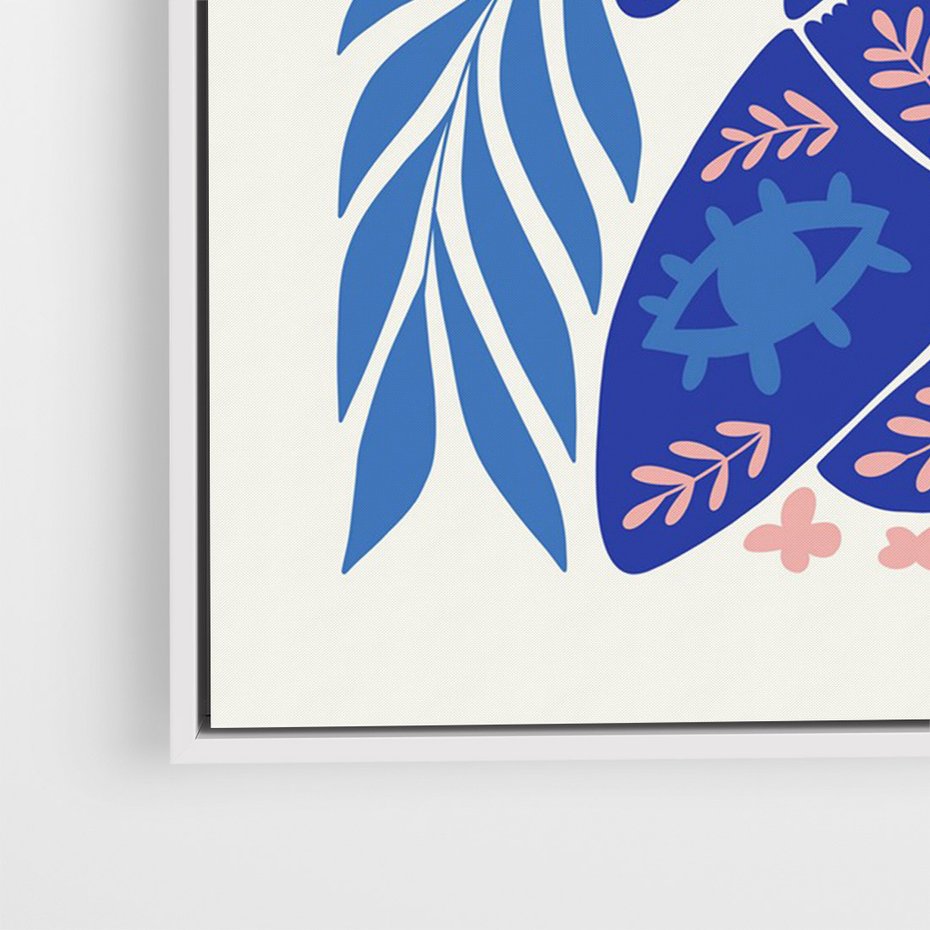 Obraz w ramie 70x100 - Migotliwa Rzeczywistość - ćmy, kwiaty - rama biała