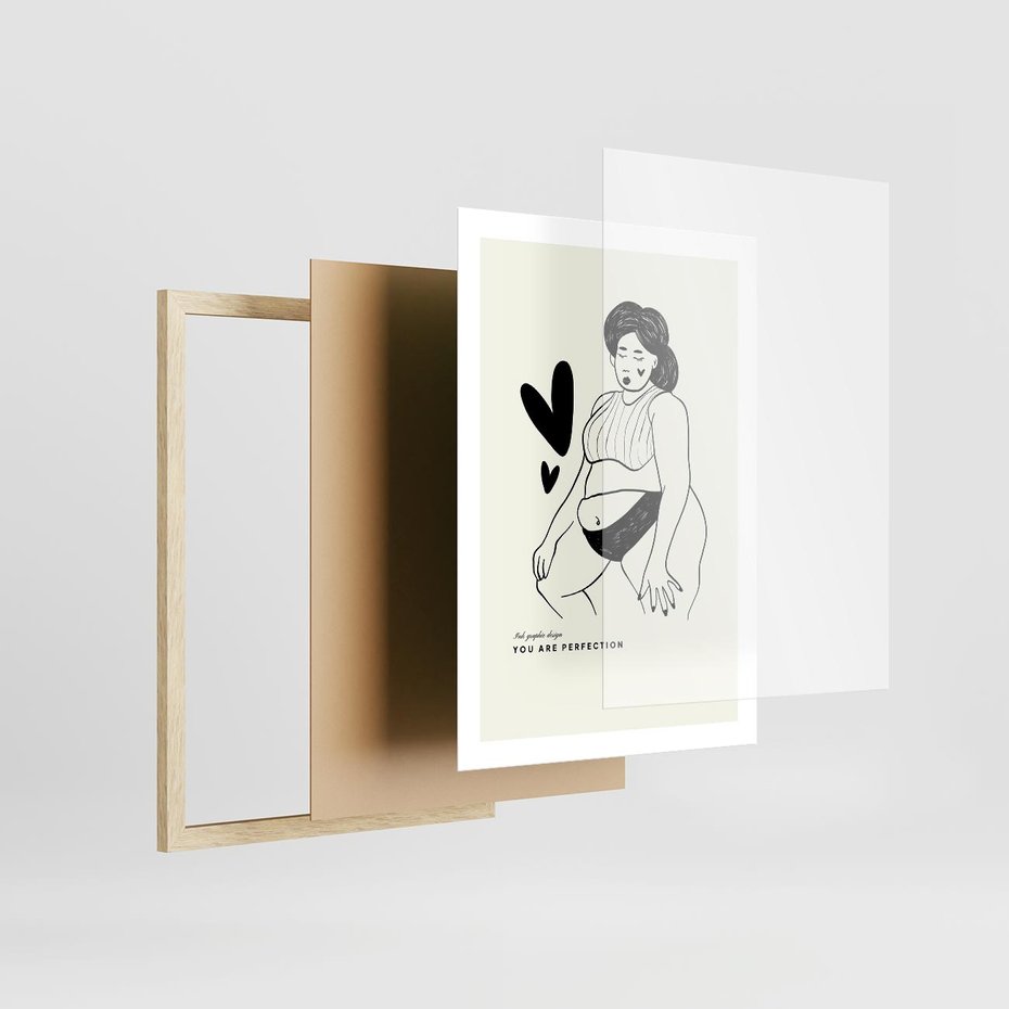 Plakat w ramie 50x70 - Wyrażenie Piękna - rysunek, sztuka nowoczesna - rama drewno