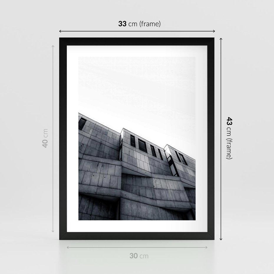 Plakat w ramie 30x40 - Surowa Elegancja Architektury - architektura, surowe formy - rama czarna